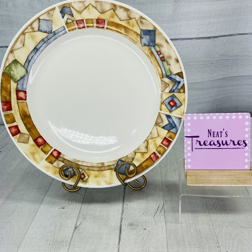 Sakura Majesticware BELLA Red Blue Green Diamonds Stoneware Chop Plate Platter